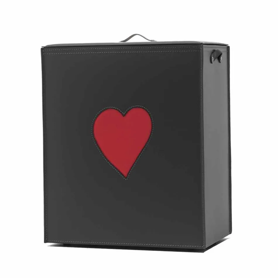 Shporta bashkëkohore e lavanderi prej lëkure e bërë në Itali Adele, futje zemre Viadurini