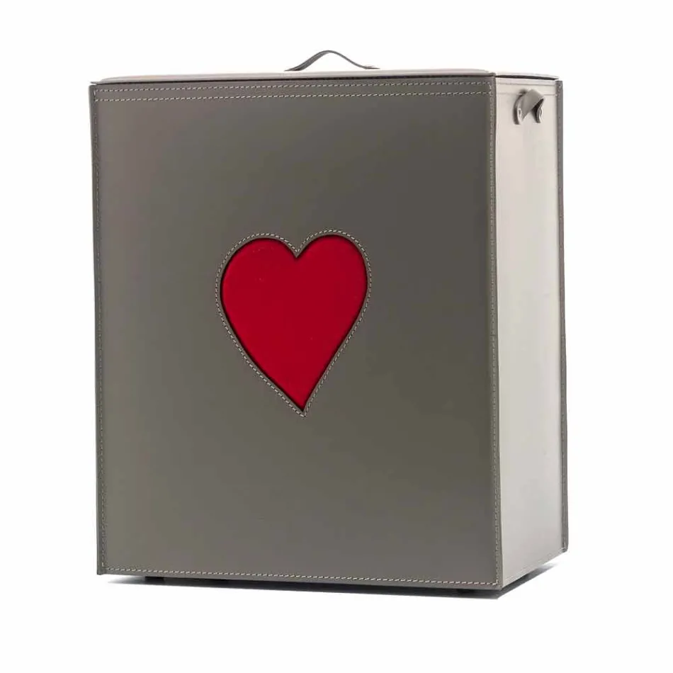 Shporta bashkëkohore e lavanderi prej lëkure e bërë në Itali Adele, futje zemre Viadurini