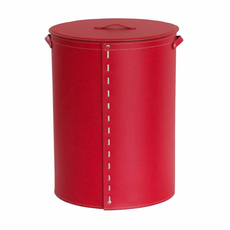 Shporta lavanderi ovale në lëkurën e rigjeneruar Riky të bërë në Itali Viadurini