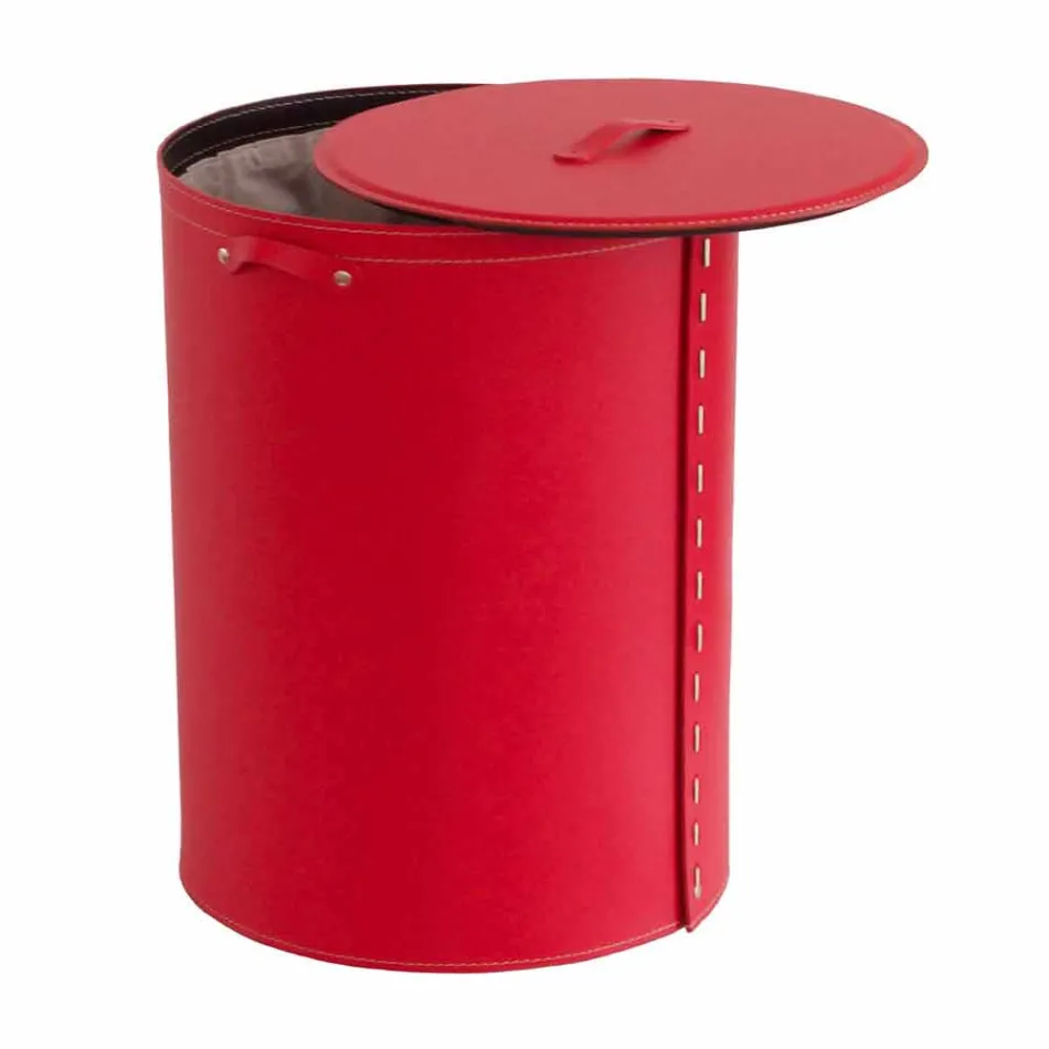 Shporta lavanderi ovale në lëkurën e rigjeneruar Riky të bërë në Itali Viadurini