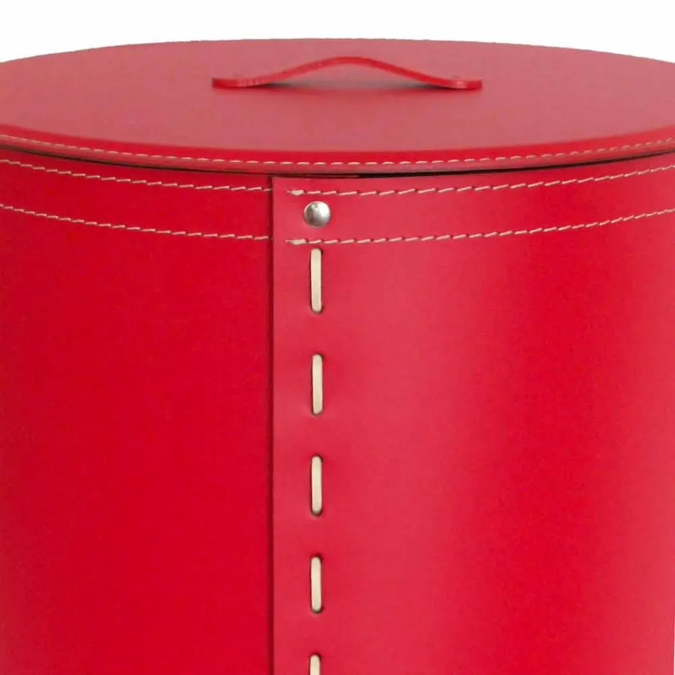 Shporta lavanderi ovale në lëkurën e rigjeneruar Riky të bërë në Itali Viadurini