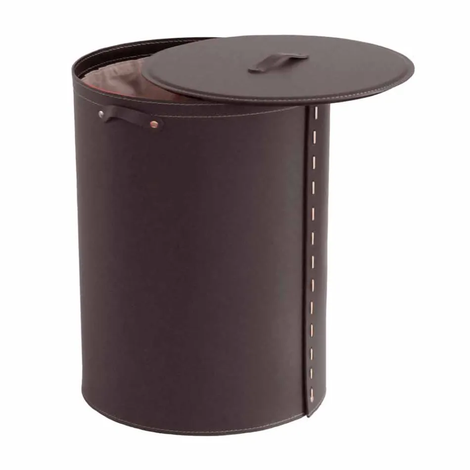 Shporta lavanderi ovale në lëkurën e rigjeneruar Riky të bërë në Itali Viadurini