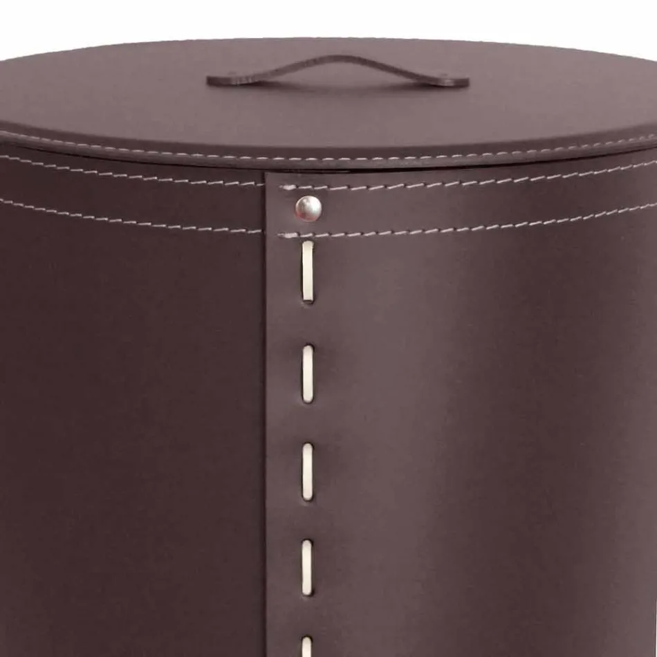 Shporta lavanderi ovale në lëkurën e rigjeneruar Riky të bërë në Itali Viadurini