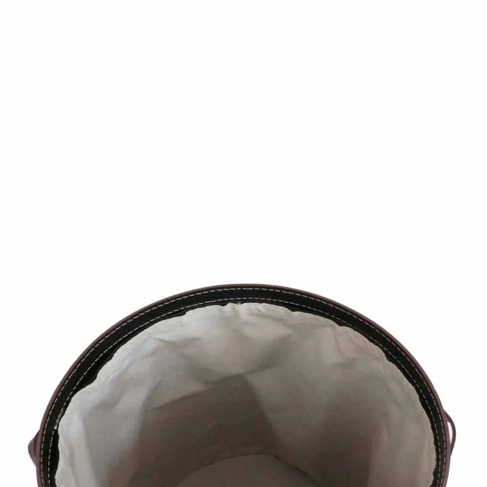 Shporta lavanderi ovale në lëkurën e rigjeneruar Riky të bërë në Itali Viadurini