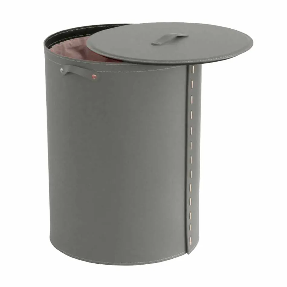 Shporta lavanderi ovale në lëkurën e rigjeneruar Riky të bërë në Itali Viadurini