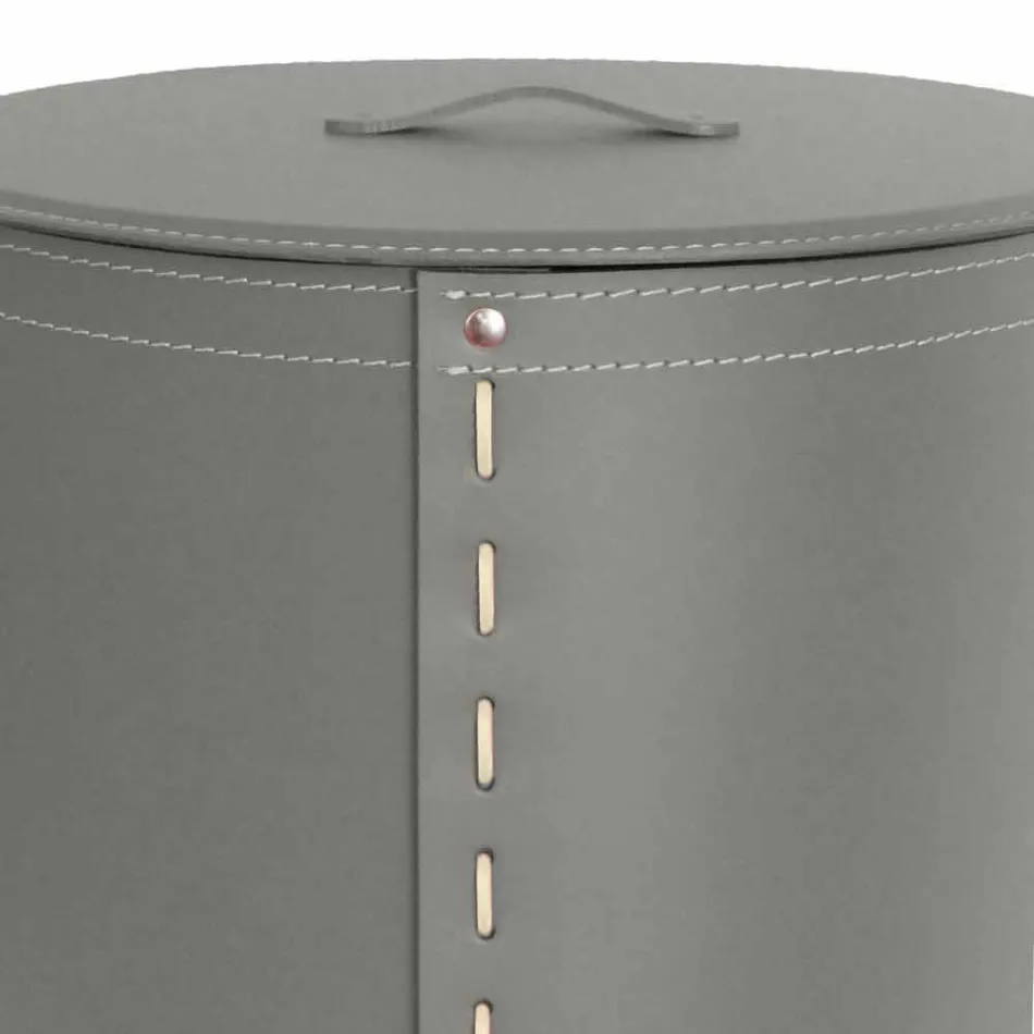 Shporta lavanderi ovale në lëkurën e rigjeneruar Riky të bërë në Itali Viadurini