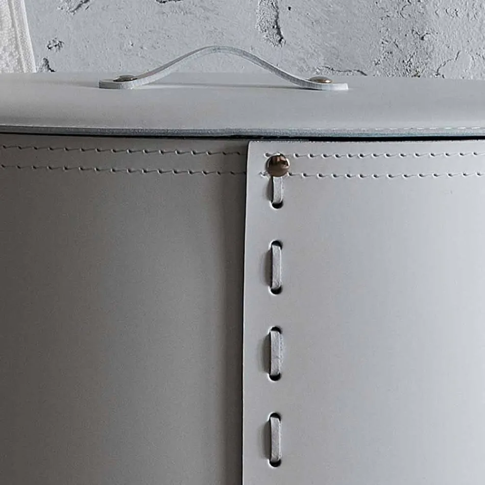 Shporta lavanderi ovale në lëkurën e rigjeneruar Riky të bërë në Itali Viadurini