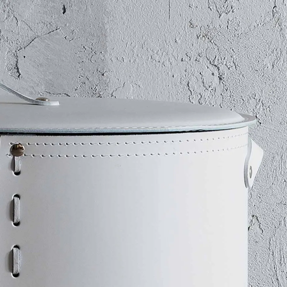 Shporta lavanderi ovale në lëkurën e rigjeneruar Riky të bërë në Itali Viadurini