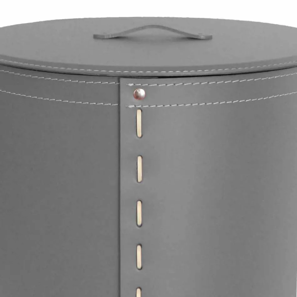 Shporta lavanderi ovale në lëkurën e rigjeneruar Riky të bërë në Itali Viadurini