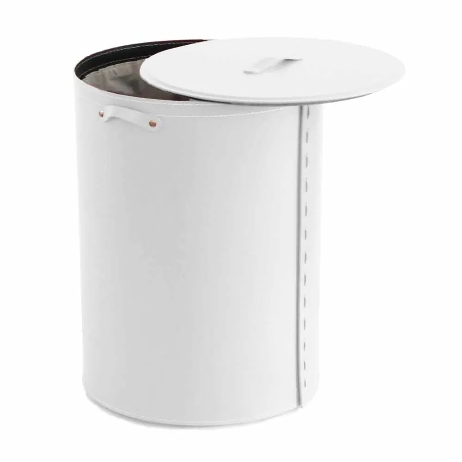 Shporta lavanderi ovale në lëkurën e rigjeneruar Riky të bërë në Itali Viadurini