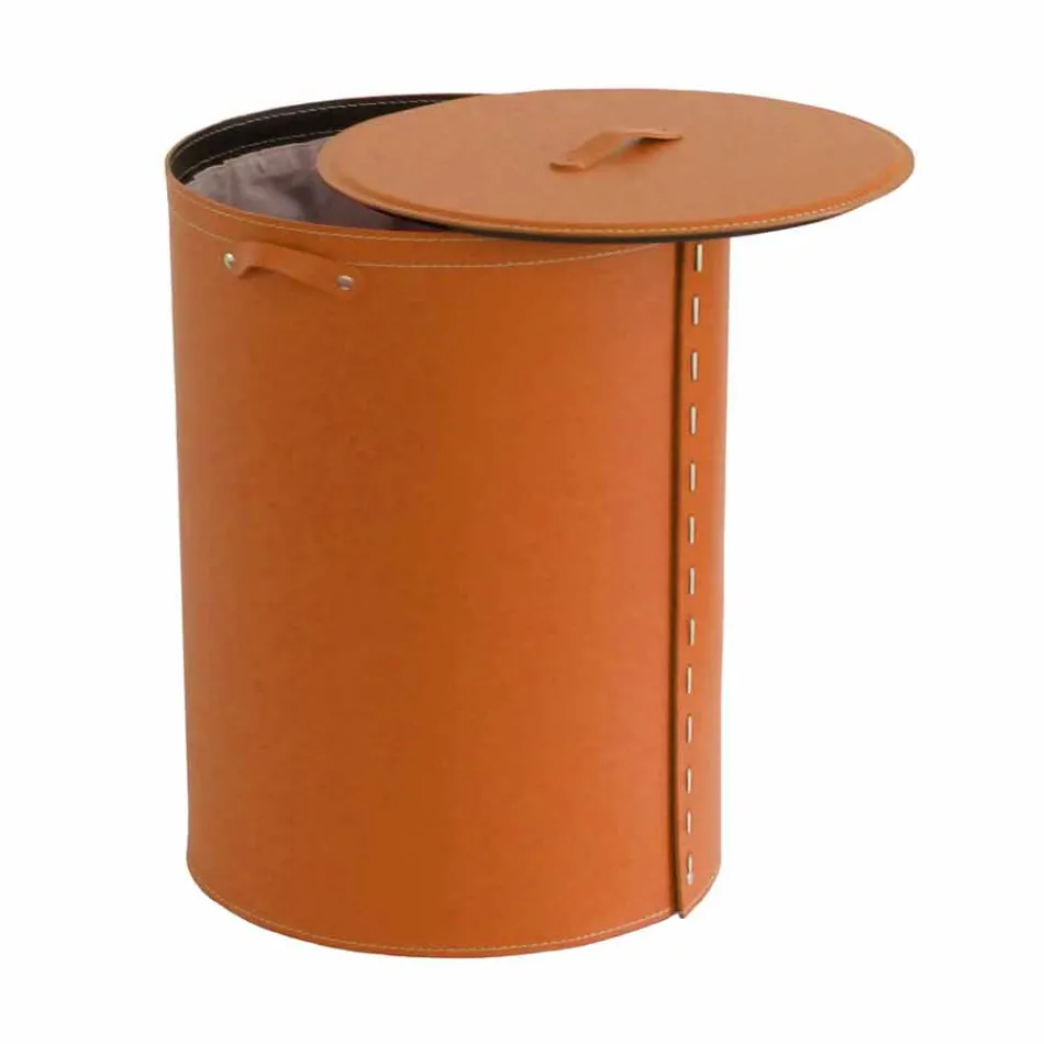 Shporta lavanderi ovale në lëkurën e rigjeneruar Riky të bërë në Itali Viadurini