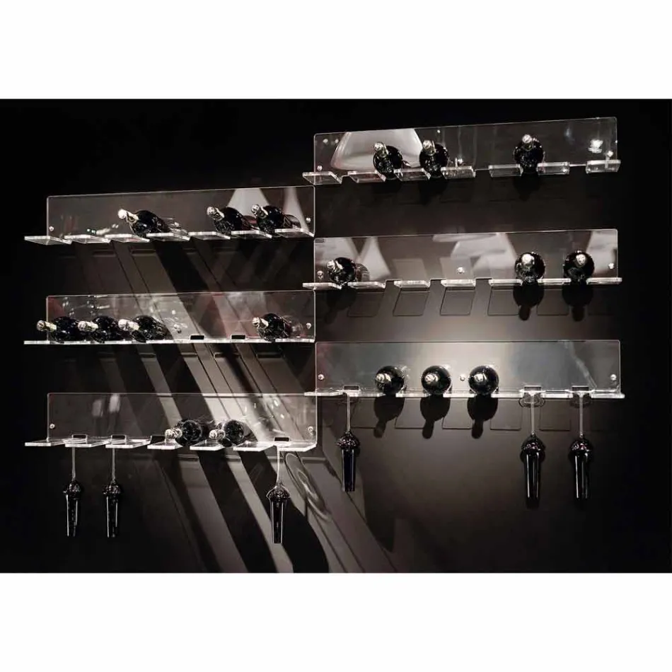 Mbajtëse shishe muri për 6 shishe në pleksiglas prodhuar në Itali - Canberra Viadurini