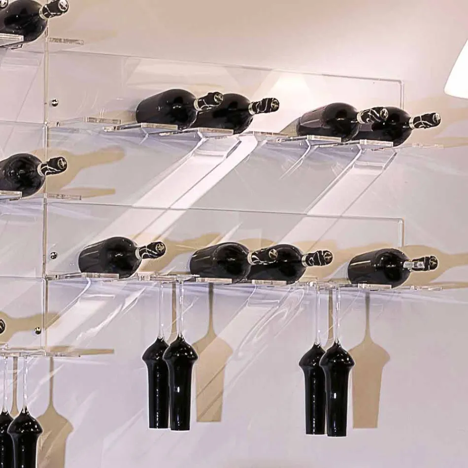 Mbajtëse shishe muri për 6 shishe në pleksiglas prodhuar në Itali - Canberra Viadurini