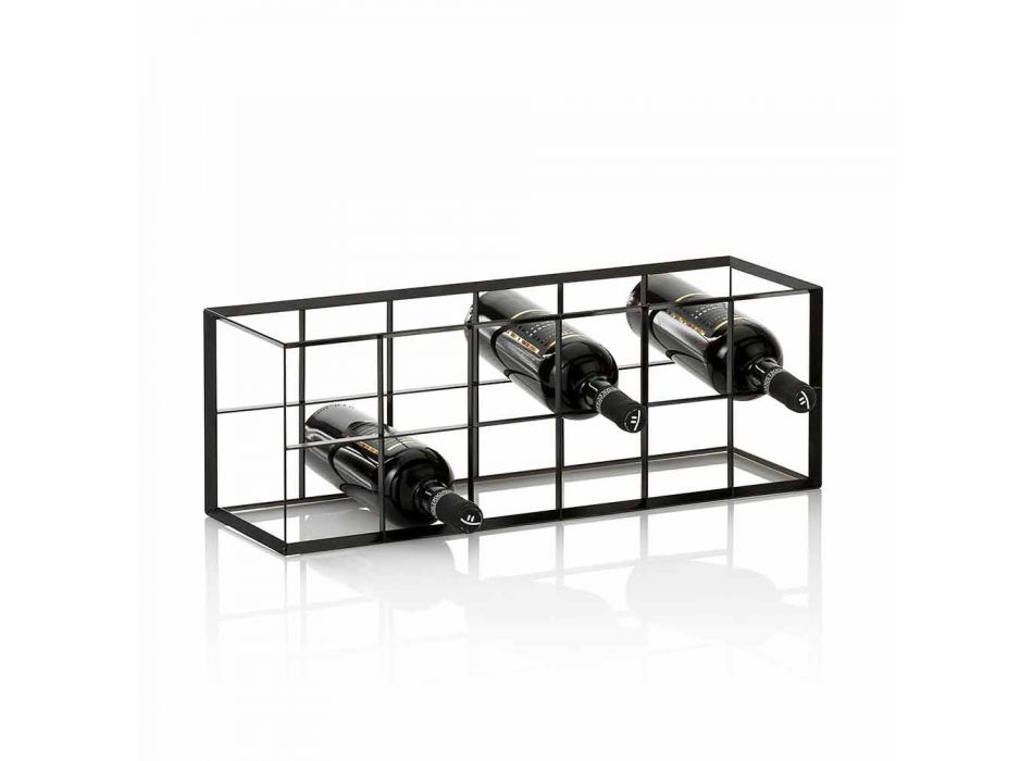 Mbajtëse moderne e shisheve të tryezës për 12 shishe në metal të zi të zi - verë Viadurini