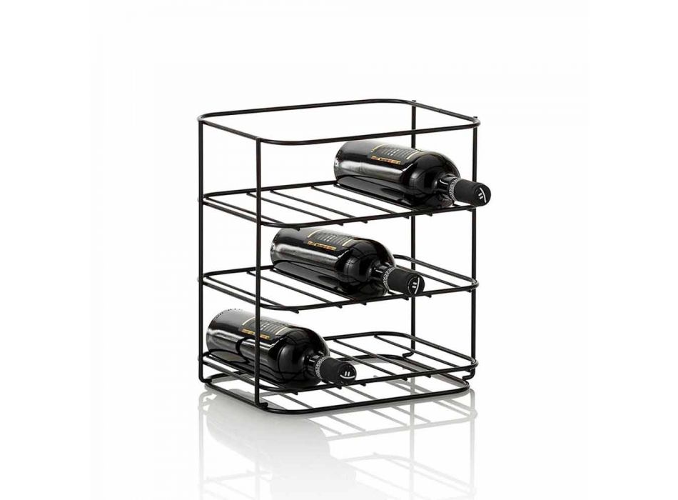 Mbajtëse moderne e shisheve të tavolinës për 9 shishe në metal të zi - verë Viadurini