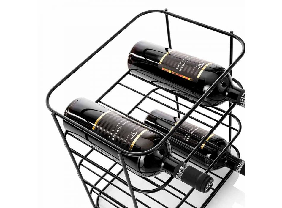Mbajtëse moderne e shisheve të tavolinës për 9 shishe në metal të zi - verë Viadurini