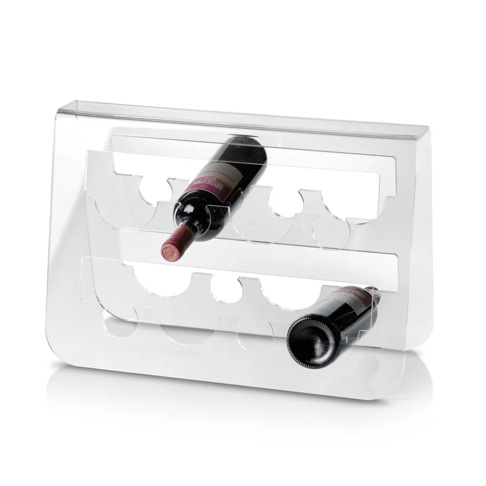Mbajtëse e shisheve të verës në dysheme me kristal akrilik transparent - Dappino Viadurini