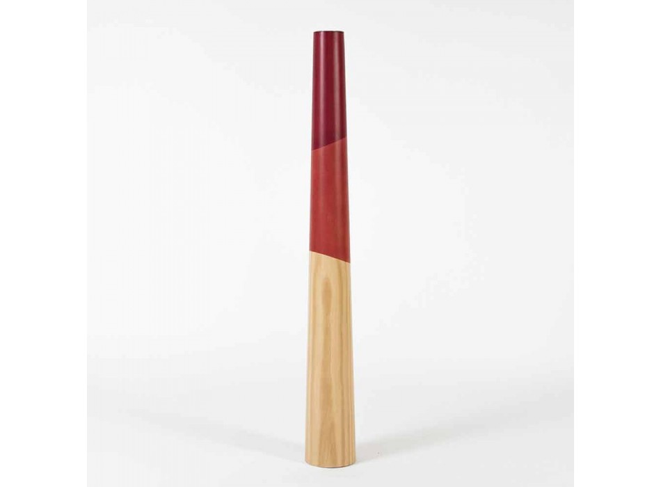 Mbajtëse moderne qirinjsh në dru pishe të ngurtë me detaje me ngjyra - Çiltërsia Viadurini