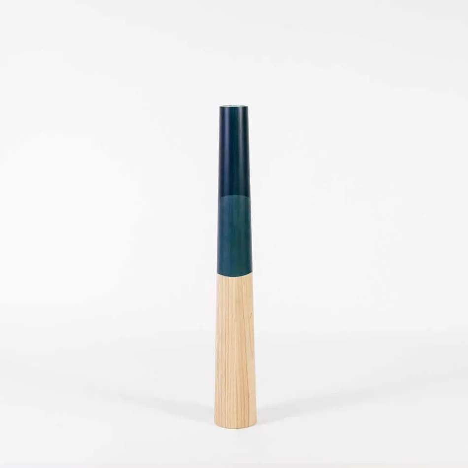 Mbajtëse moderne qirinjsh në dru pishe të ngurtë me detaje me ngjyra - Çiltërsia Viadurini