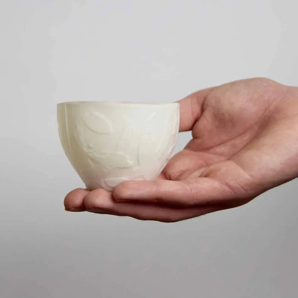 Dizajni Mbajtëse Qirinjsh në Porcelan të Bardhë të Dekoruar 3 Copë - Arcireale Viadurini