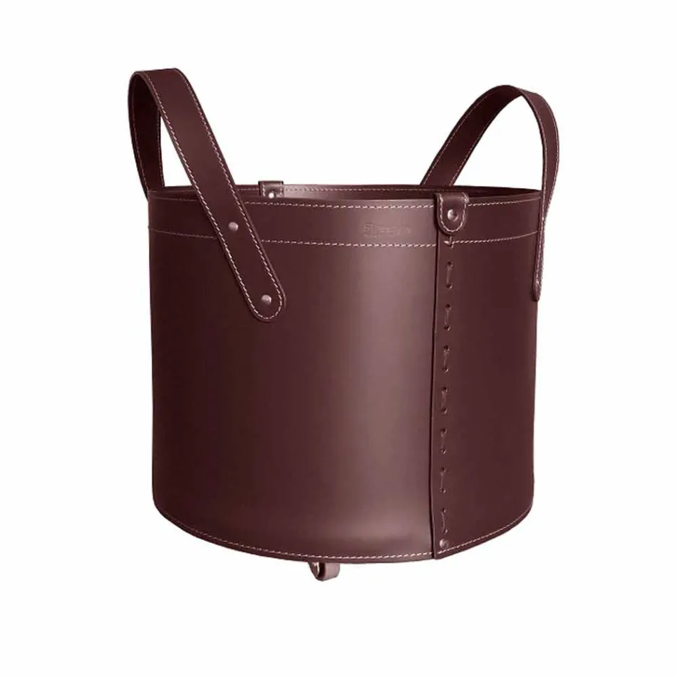 Mbajtësja cilindrike e logit në lëkurë të rigjeneruar me rrota Tonda Firestyle Viadurini