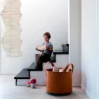 Mbajtësja cilindrike e logit në lëkurë të rigjeneruar me rrota Tonda Firestyle Viadurini