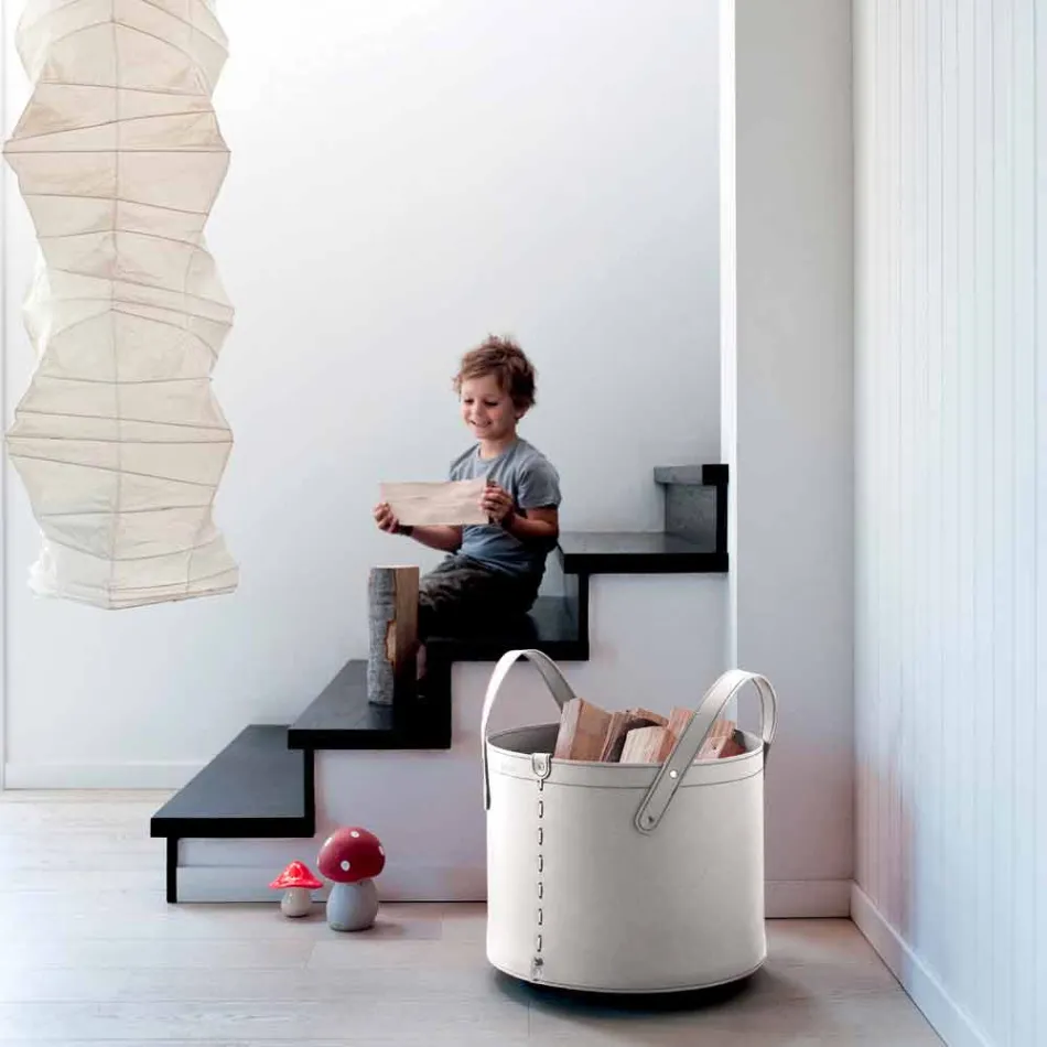 Mbajtësja cilindrike e logit në lëkurë të rigjeneruar me rrota Tonda Firestyle Viadurini