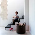 Mbajtësja cilindrike e logit në lëkurë të rigjeneruar me rrota Tonda Firestyle Viadurini