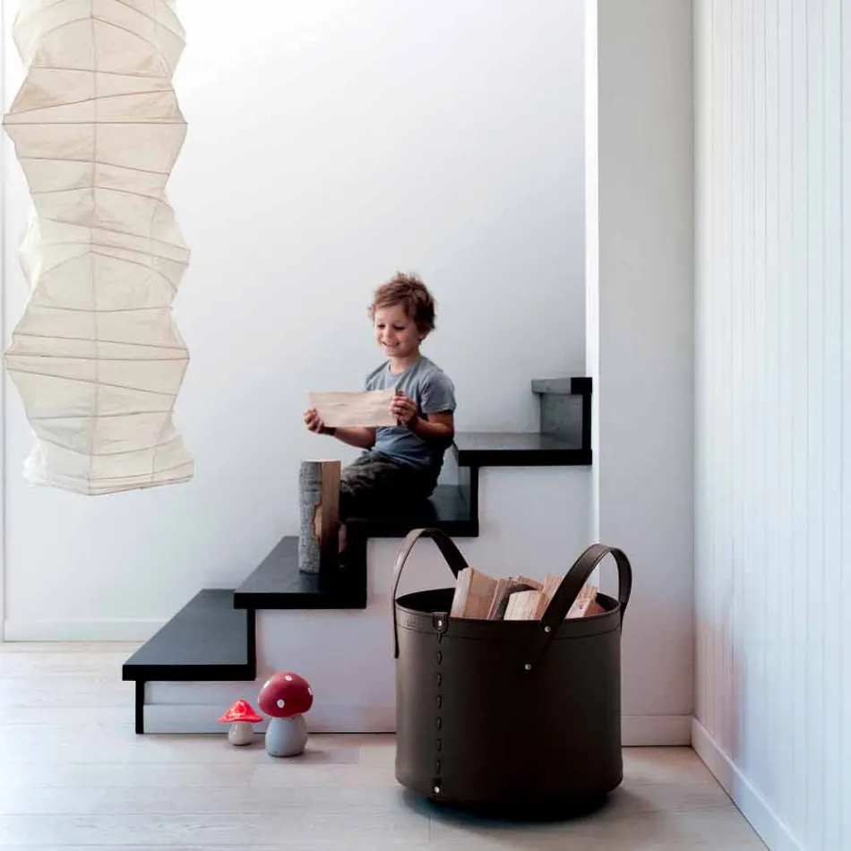 Mbajtësja cilindrike e logit në lëkurë të rigjeneruar me rrota Tonda Firestyle Viadurini