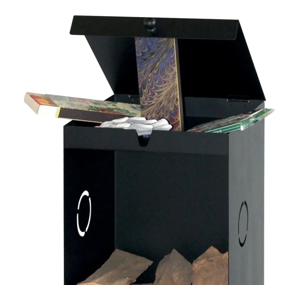 Mbajtëse druri me 2 ndarje ruajtëse dhe raftin e sipërm Prodhuar në Itali - Colibri Viadurini