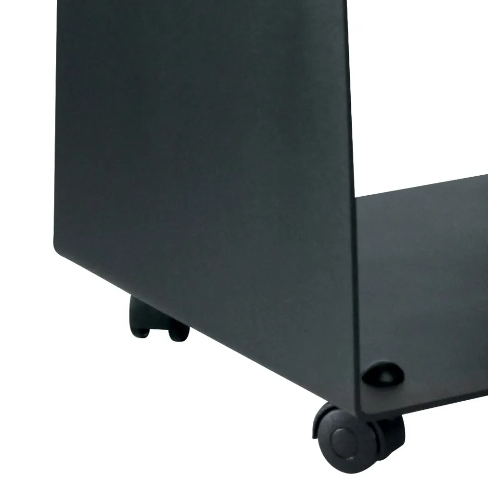 Mbajtëse druri me Rrota dhe Doreza Me Metal Prodhuar në Itali - Pulëbardhë Viadurini