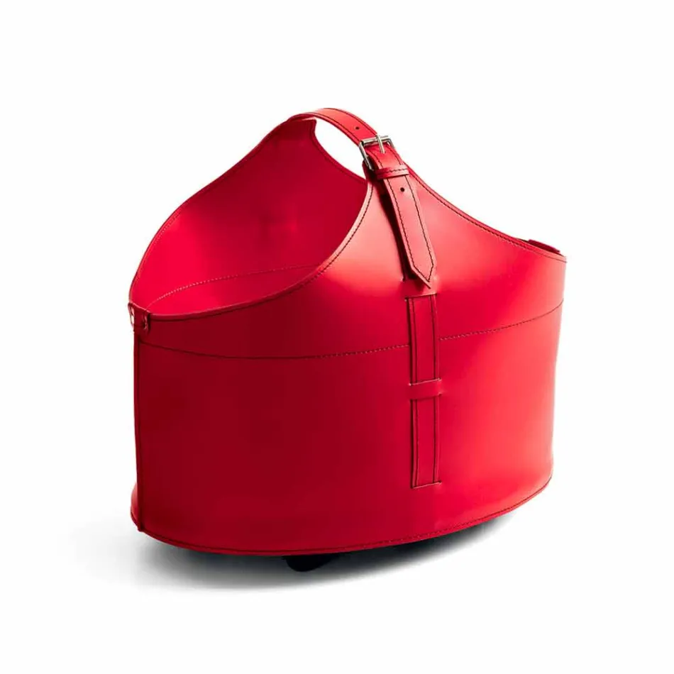 Mbajtëse shtëpie e druve të zjarrit me rrota në lëkurën moderne të rigjeneruar Fabia Viadurini