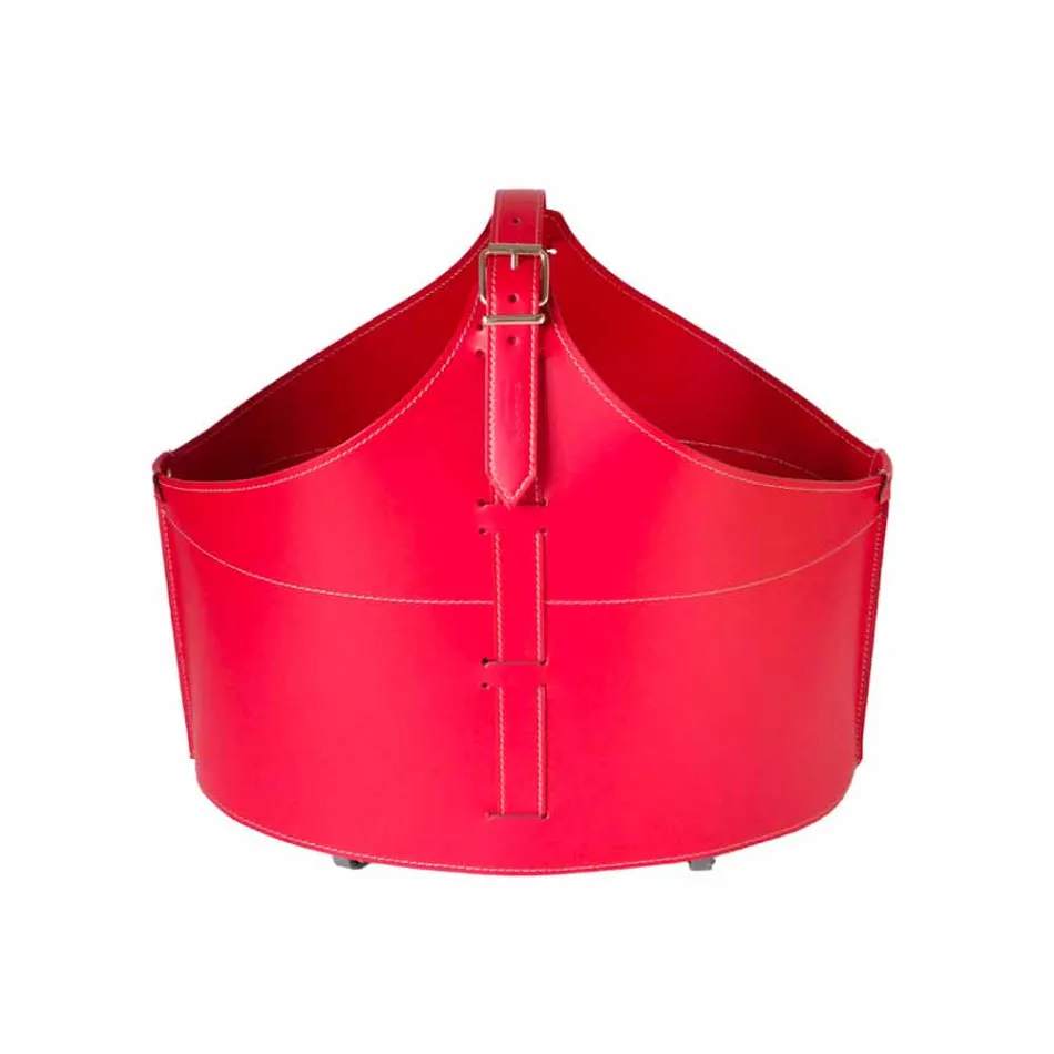 Mbajtëse shtëpie e druve të zjarrit me rrota në lëkurën moderne të rigjeneruar Fabia Viadurini