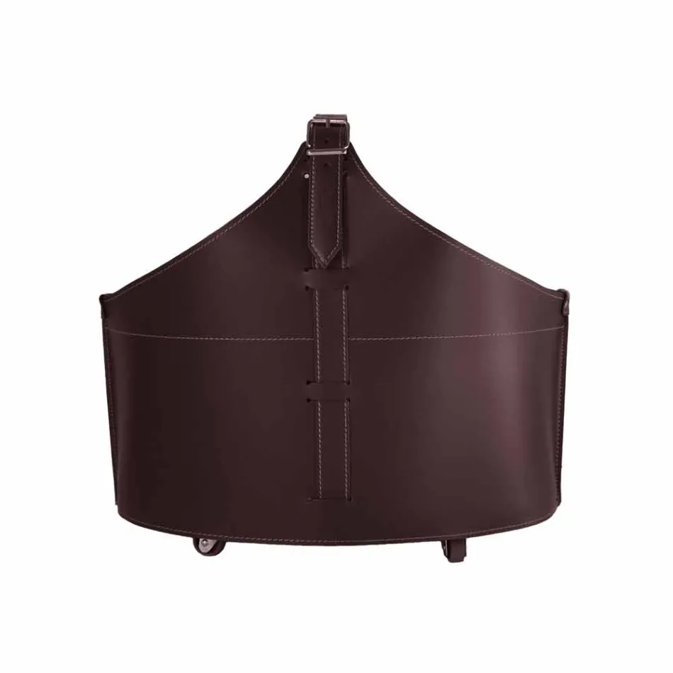 Mbajtëse shtëpie e druve të zjarrit me rrota në lëkurën moderne të rigjeneruar Fabia Viadurini