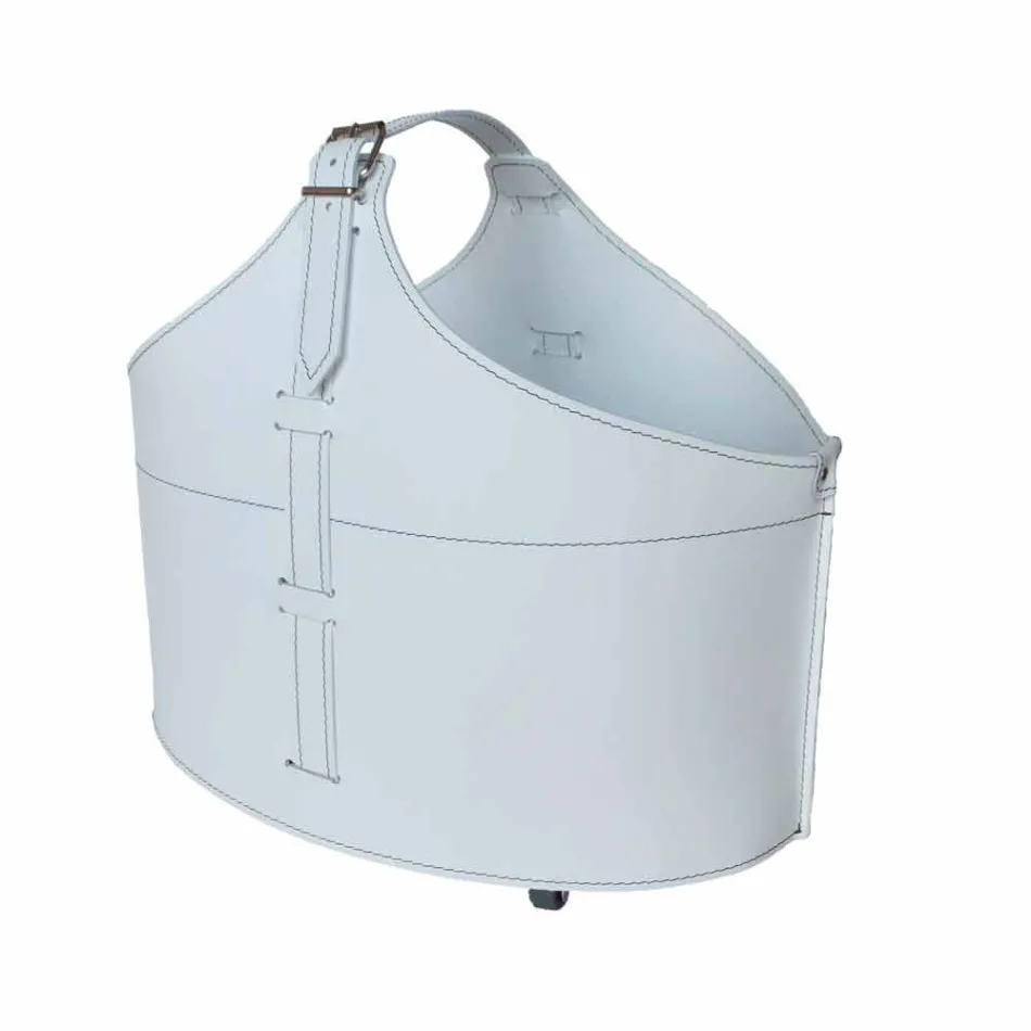 Mbajtëse shtëpie e druve të zjarrit me rrota në lëkurën moderne të rigjeneruar Fabia Viadurini