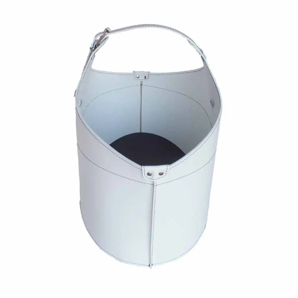 Mbajtëse shtëpie e druve të zjarrit me rrota në lëkurën moderne të rigjeneruar Fabia Viadurini