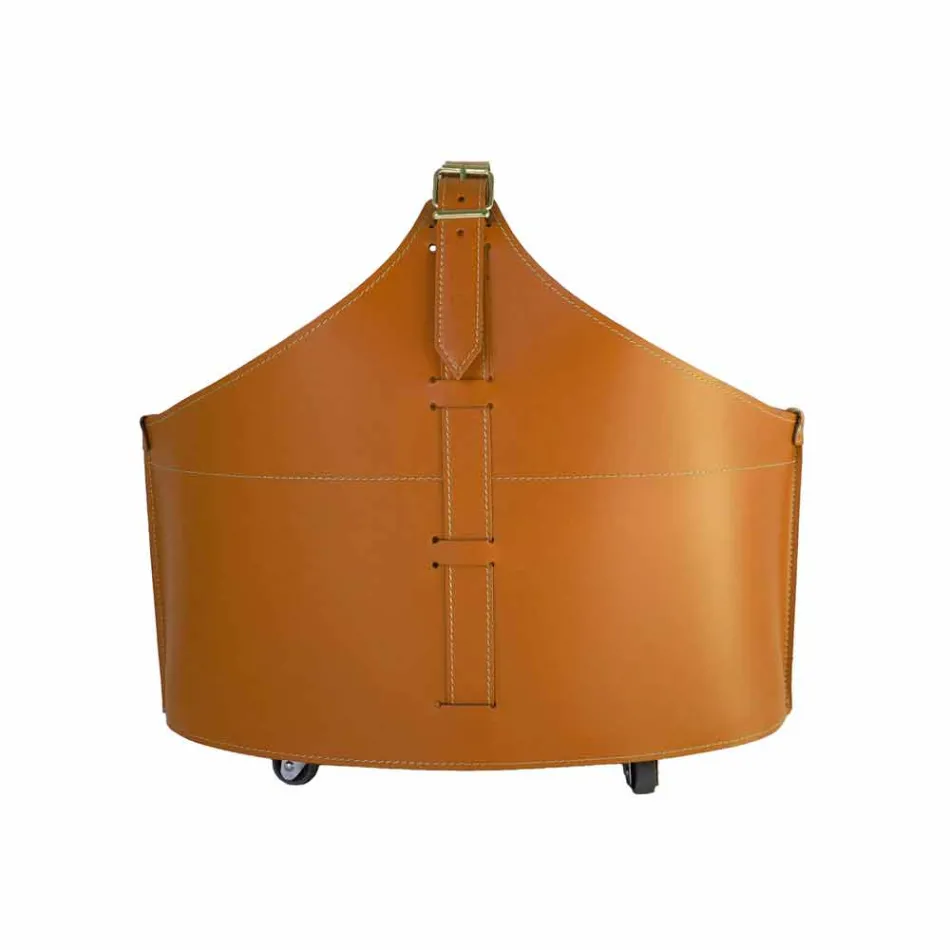 Mbajtëse shtëpie e druve të zjarrit me rrota në lëkurën moderne të rigjeneruar Fabia Viadurini