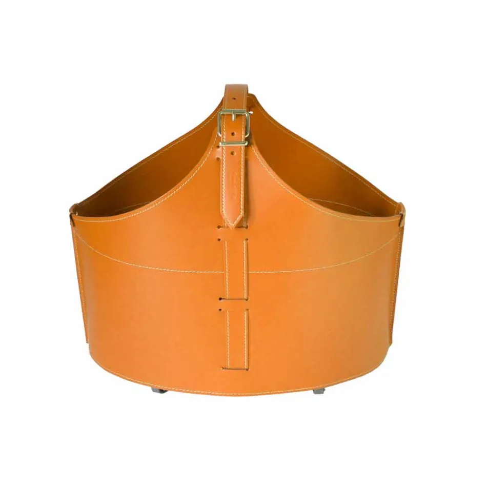 Mbajtëse shtëpie e druve të zjarrit me rrota në lëkurën moderne të rigjeneruar Fabia Viadurini