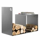 Mbajtës druri i brendshëm në çelik me ngjyrë me tavolinë kafeje të prodhuar në Itali - Cecio Viadurini