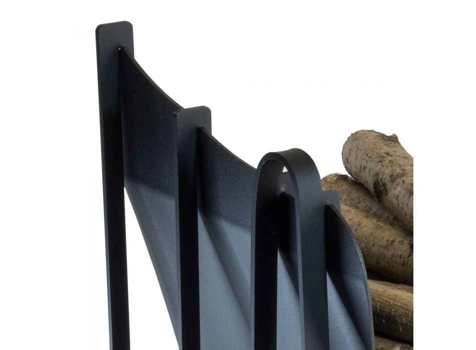 Mbajtës i brendshëm i druve të zjarrit prej çeliku me 3 pajisje shtesë të prodhuara në Itali - Nelumbo Viadurini