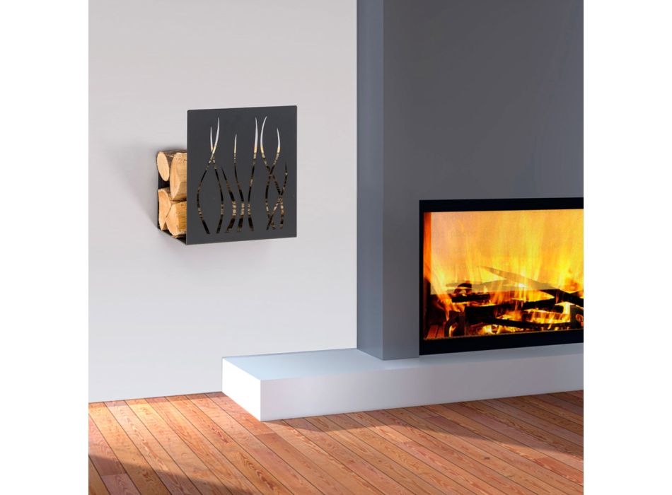 Mbajtëse për dru zjarri për shtëpi në çelik të lyer Prodhuar në Itali - Ghino Viadurini