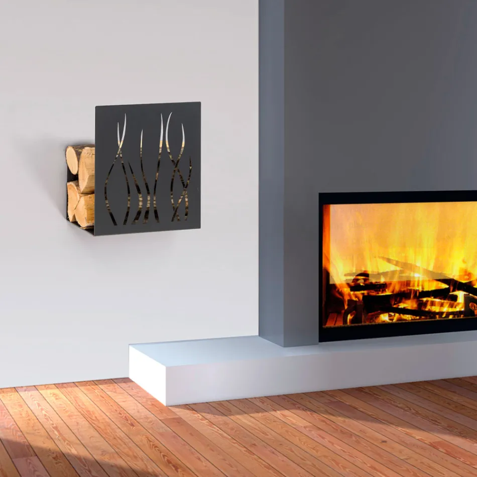 Mbajtëse për dru zjarri për shtëpi në çelik të lyer Prodhuar në Itali - Ghino Viadurini