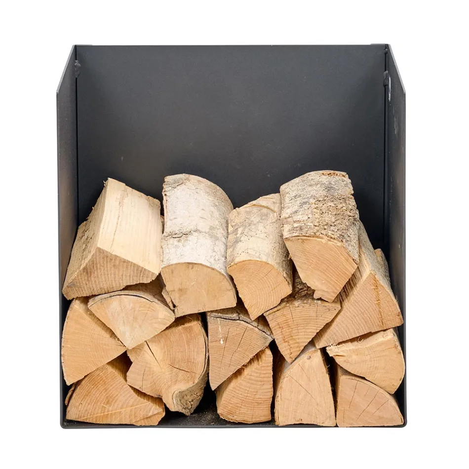 Mbajtëse dru zjarri në çelik të lyer me ngjyrë të zezë Prodhuar në Itali - Fiamme Viadurini