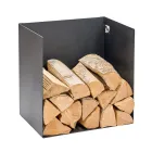 Mbajtëse dru zjarri në çelik të lyer me ngjyrë të zezë Prodhuar në Itali - Fiamme Viadurini