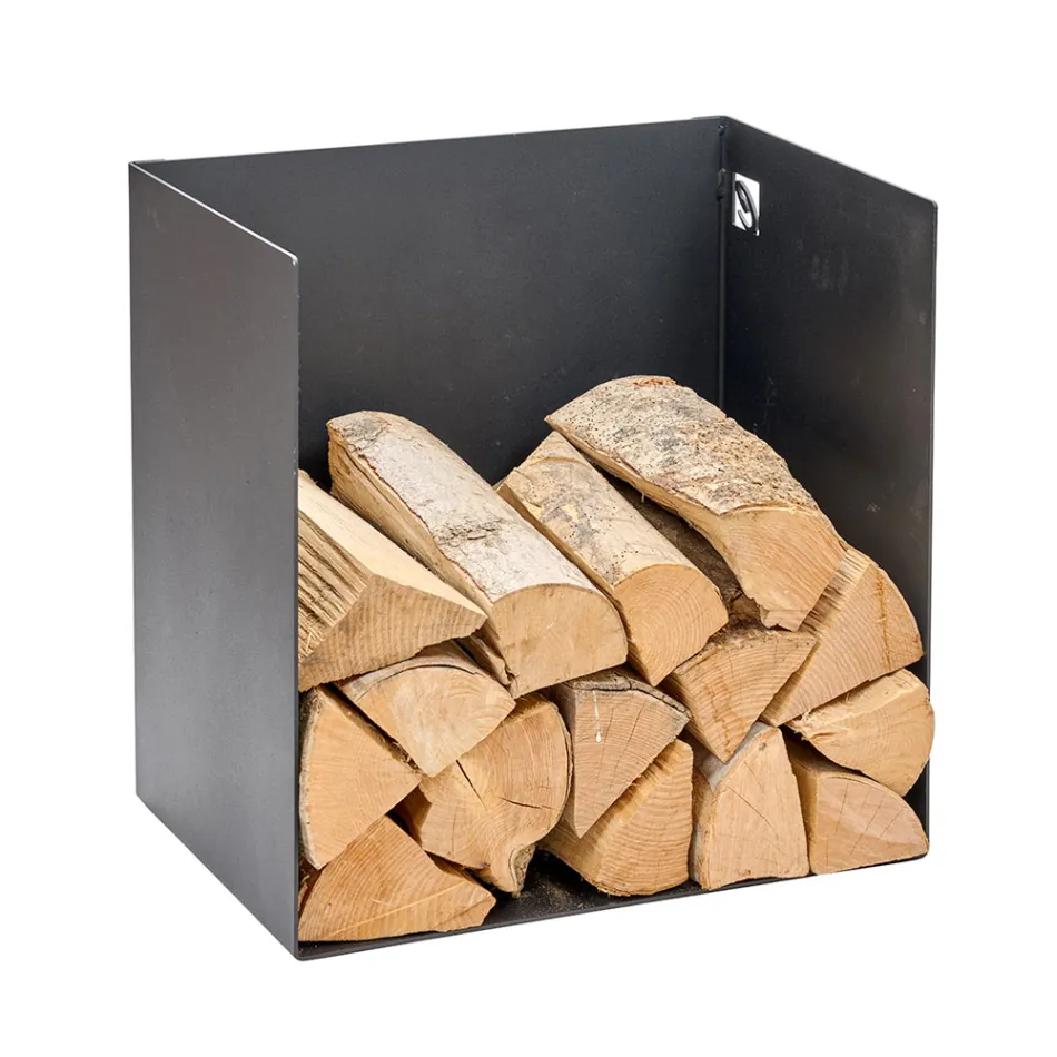 Mbajtëse dru zjarri në çelik të lyer me ngjyrë të zezë Prodhuar në Itali - Fiamme Viadurini