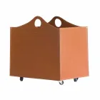 Mbajtës log në lëkurë të rigjeneruar me rrota WoodBag të bëra në Itali Viadurini