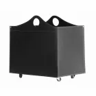 Mbajtës log në lëkurë të rigjeneruar me rrota WoodBag të bëra në Itali Viadurini