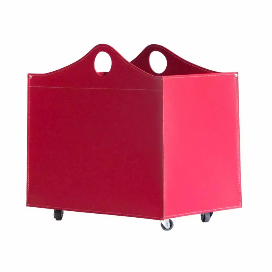 Mbajtës log në lëkurë të rigjeneruar me rrota WoodBag të bëra në Itali Viadurini