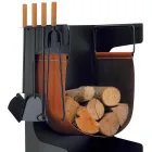 Mbajtëse druri në eko-lëkurë dhe metal me 4 aksesorë Made in Italy - Camel Viadurini