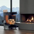 Mbajtëse druri në eko-lëkurë dhe metal me 4 aksesorë Made in Italy - Camel Viadurini